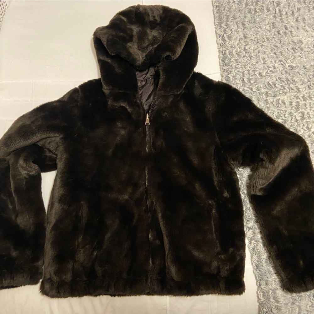 OP Girls Reversible Brown Faux Fur Jacket